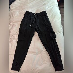 Mens YoungLA 202 Twill Cotton Cargo Joggers Pants - Black Size Medium